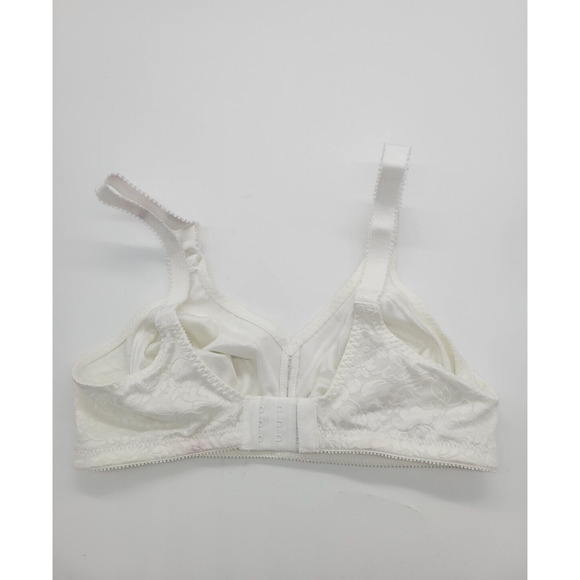 Bali Double Support White Floral Jacquard Adjustable Straps Wire Free Bra SZ 36B - Picture 4 of 8